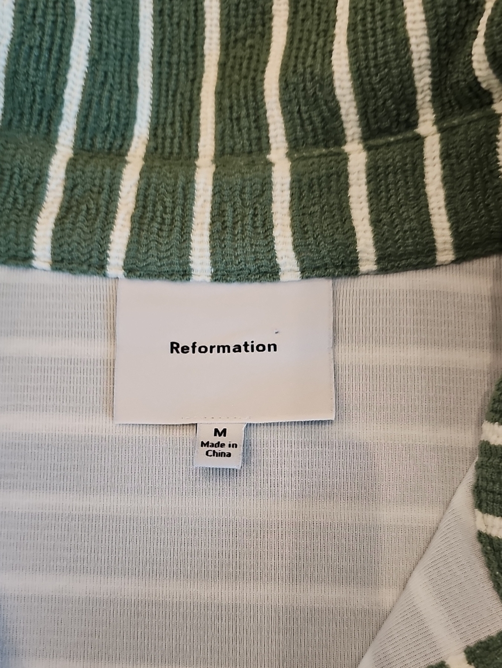 Reformation Elena Knit Mini Dress Green & White Stripe Polo Collar Size M - Picture 4 of 5